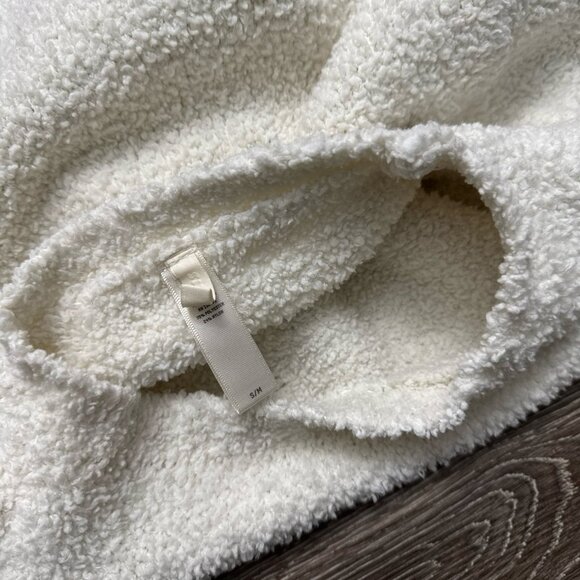 Skims fuzzy knit t-shirt slim fit Sherpa top size s/m off white plush tee - Picture 2 of 11